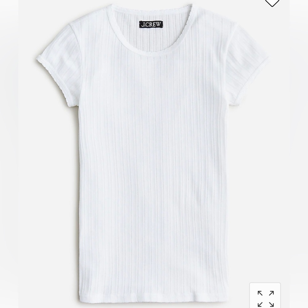 NWOT J. Crew Fitted pointelle cap sleeve T shirt | White
